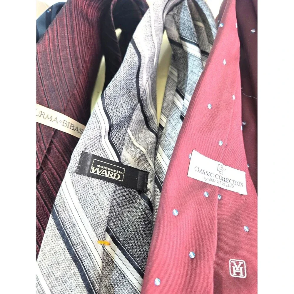 Lot of 6 Men’s Ties Designer Mixed Brands Silk Polyester Striped Geometric Class